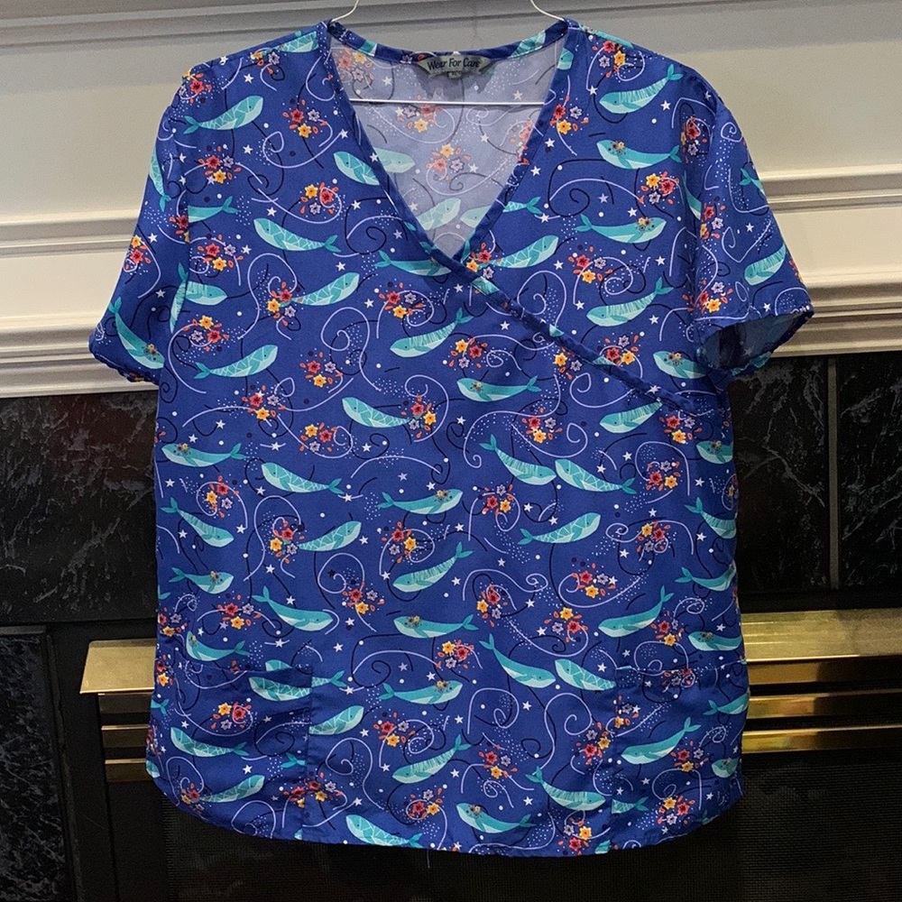 Wear For Care Dolphins Scrub Top